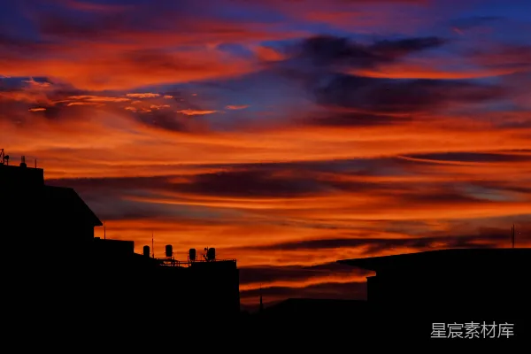 高清摄影 夕阳下建筑物的剪影摄影