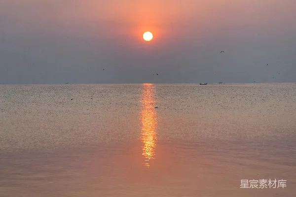高清摄影 夕阳映在水面上。