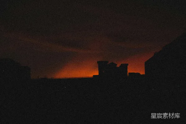 高清摄影 夕阳下建筑的剪影