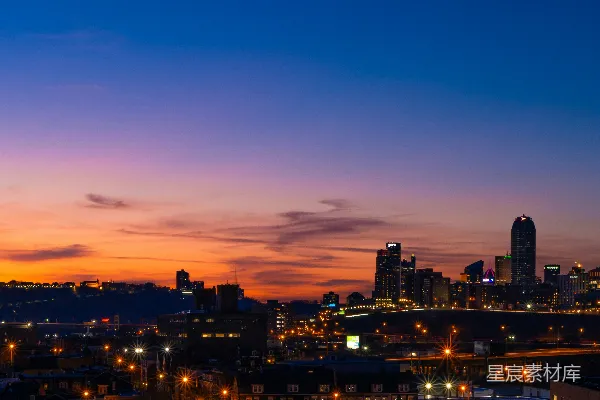 高清摄影 夜晚的城市天际线景色