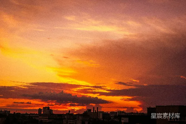 高清摄影 夕阳下的建筑剪影