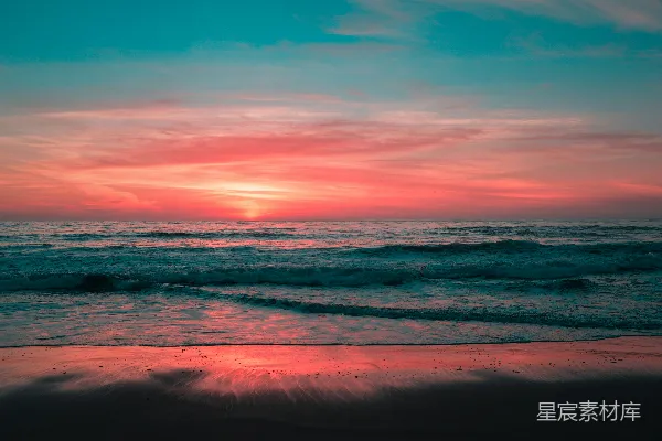 高清摄影 海滩日落时的风景照