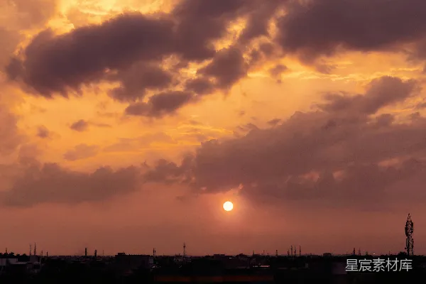 高清摄影 夕阳下建筑物的剪影