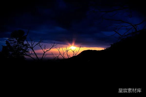 高清摄影 夕阳下山的剪影