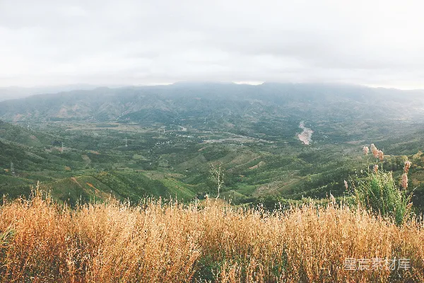 高清摄影 背景中有山的山谷景色
