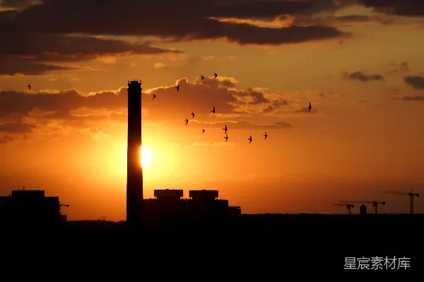 高清摄影 夕阳下建筑物的剪影