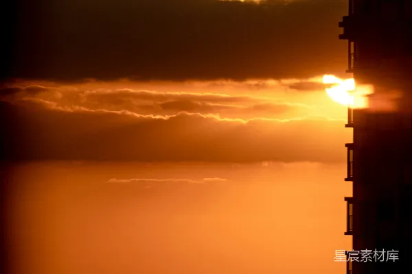 高清摄影 夕阳映照着电线。