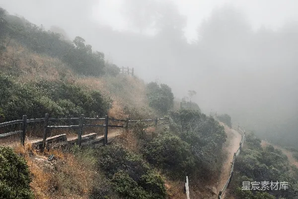 高清摄影 山上的棕色木桥