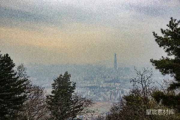 高清摄影 从山顶俯瞰城市景色