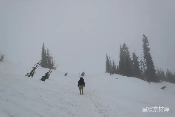 高清摄影 在雪地上行走的人