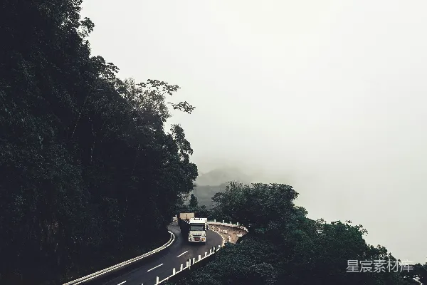 高清摄影 一条长长的路穿过森林中间