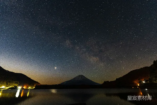 高清摄影 夜空中有山峦背景