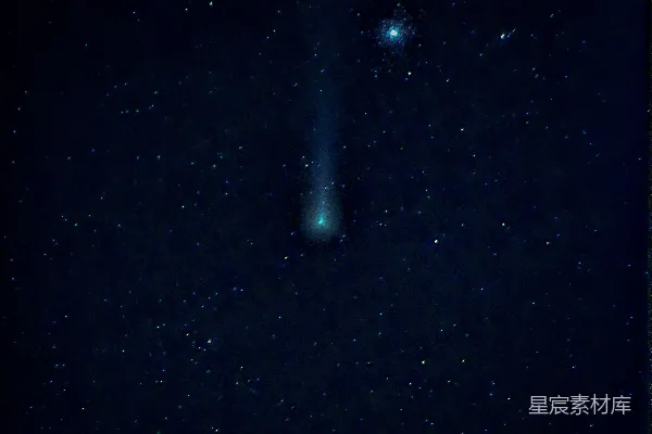 高清摄影 夜空中一个明亮的绿色物体