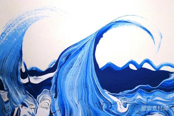 高清摄影 一幅蓝白相间的波浪画
