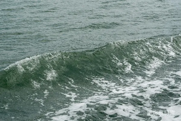 高清摄影 一个单个的海浪在黑暗、汹涌的海水中破碎。