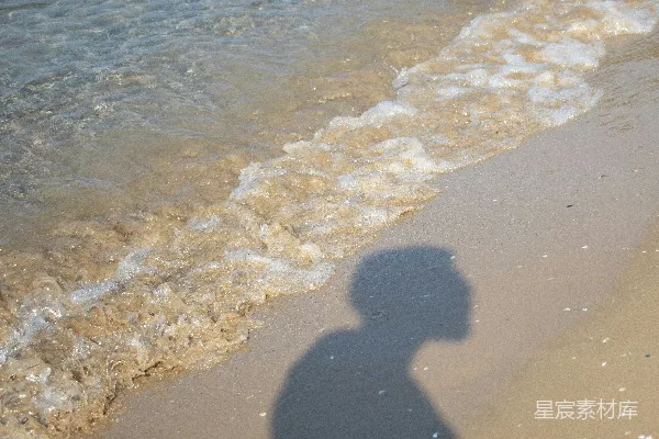高清摄影 海滩上白天人影的轮廓