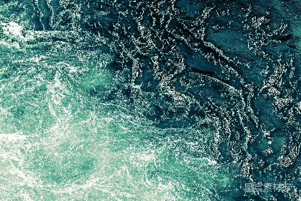 高清摄影 湍急的蓝色和绿色的水面上泛着白色的泡沫。