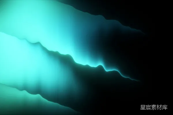 高清摄影 黑色背景上闪耀的蓝绿色波浪