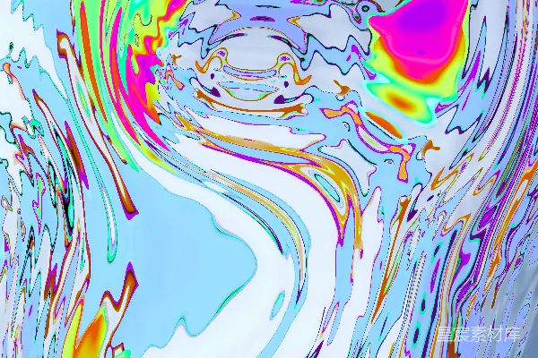 高清摄影 抽象的旋转图案，由明亮的颜色和淡蓝色构成。
