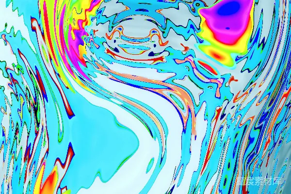 高清摄影 旋转的蓝、黄、粉、绿颜色抽象图案。