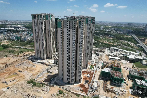 高清摄影 一个正在建设中的建筑的空中俯瞰图