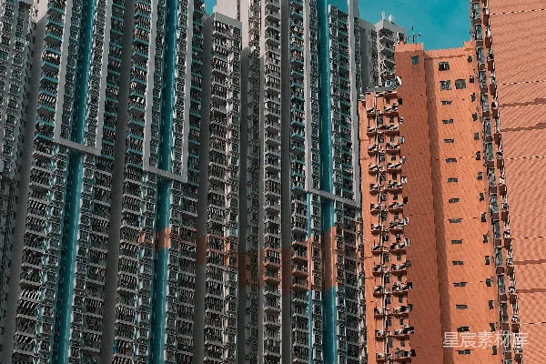 高清摄影 高楼大厦在明亮的蓝天背景下