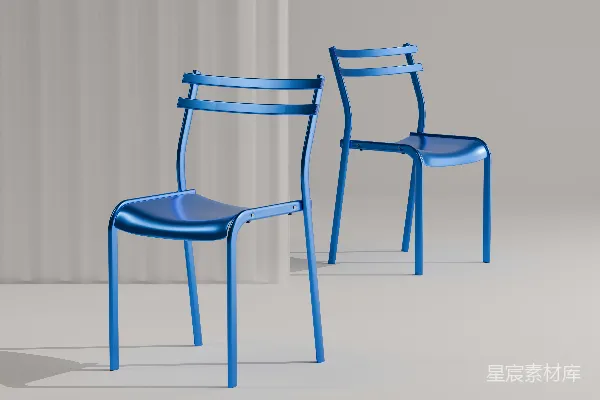 高清摄影 图片中有两张闪亮的蓝色椅子。