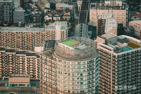高清摄影 俯瞰图中，现代建筑密集的城市景观。