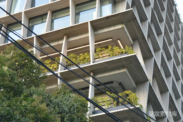 高清摄影 现代建筑，混凝土外墙和阳台