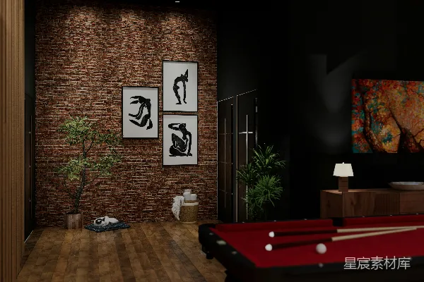 高清摄影 一个带有台球桌和碰碰车的游戏室