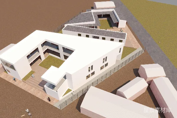 高清摄影 现代建筑风格的白色建筑群。