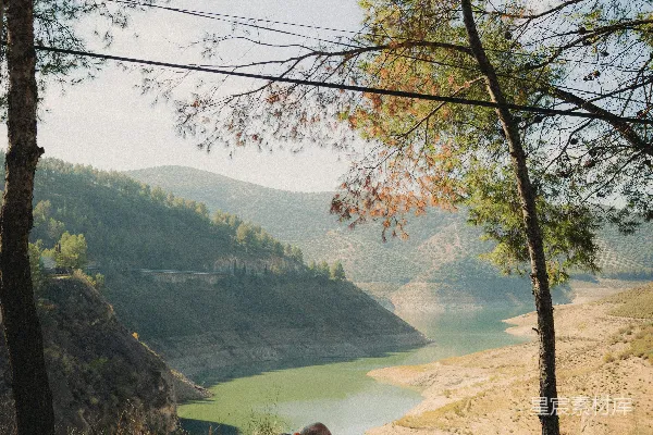 高清摄影 人和狗坐在山顶，俯瞰着湖泊。
