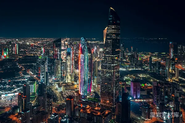 高清摄影 夜晚时分的城市航拍图