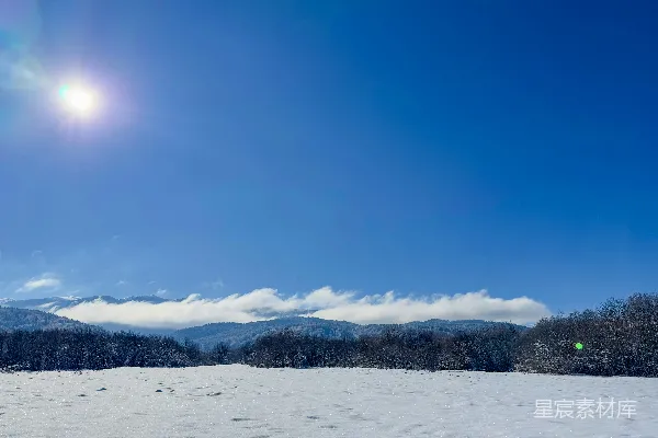 高清摄影 阳光在雪地上照耀得非常明亮。