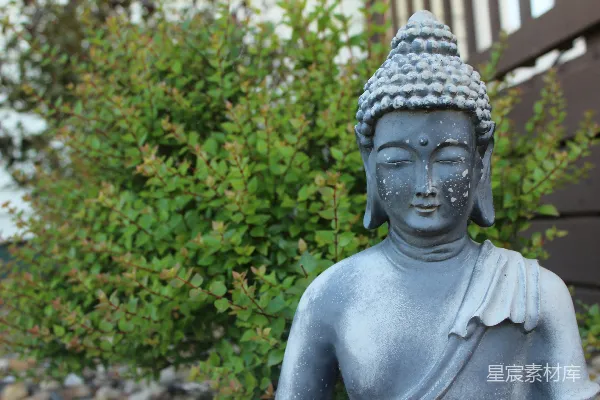 高清摄影 白天，绿色植物旁的一座灰色混凝土雕像。