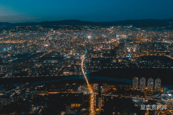 高清摄影 夜晚城市的空中俯瞰