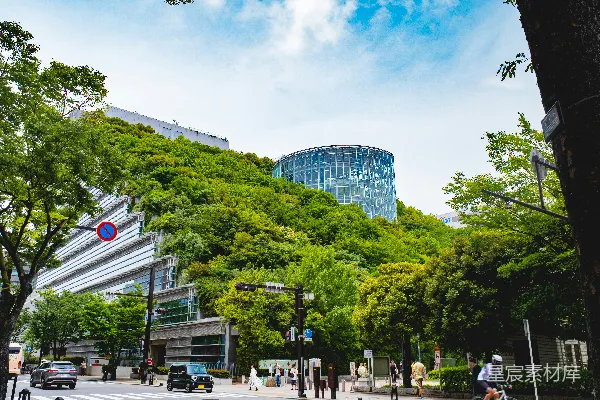 高清摄影 一条城市街道的景色，背景中有一栋建筑物。