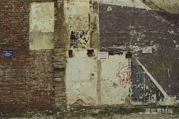 高清摄影 一堵上面有涂鸦的砖墙