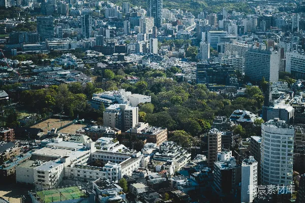 高清摄影 一座城市的空中俯瞰图，高楼林立。