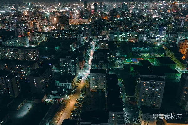 高清摄影 夜晚的城市空中俯瞰图
