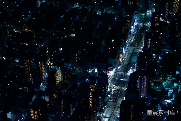 高清摄影 夜晚的城市空中俯瞰图