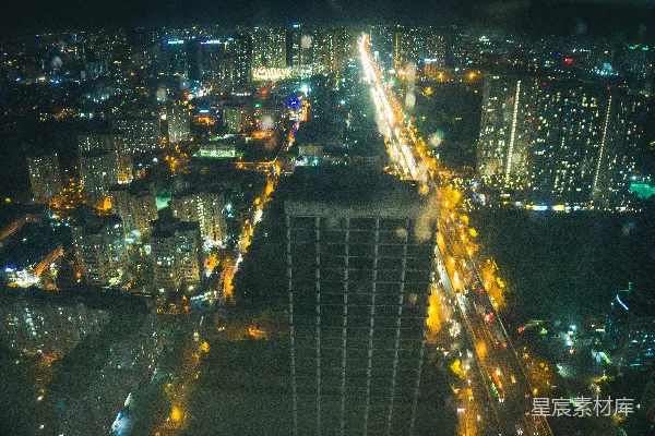 高清摄影 夜晚的城市空中俯瞰图