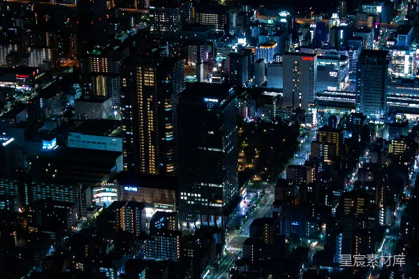 高清摄影 夜晚城市航拍视角