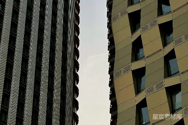高清摄影 两座高大的建筑物并排矗立。