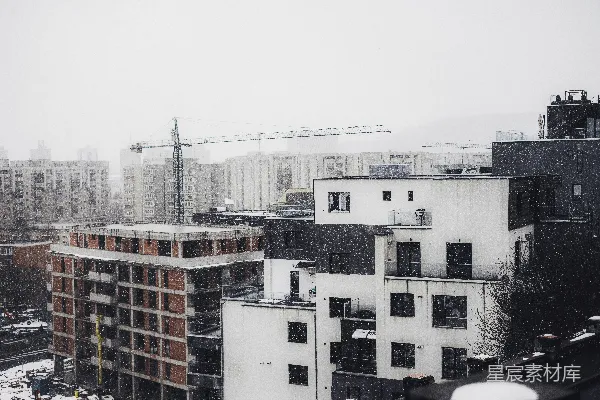 高清摄影 雪中城市的景色