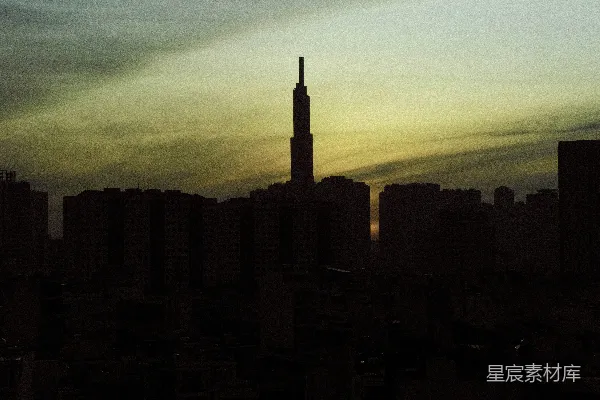 高清摄影 城市天际线在日落时的景象