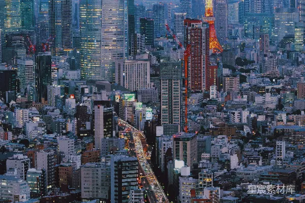 高清摄影 夜晚从高楼俯瞰城市景色