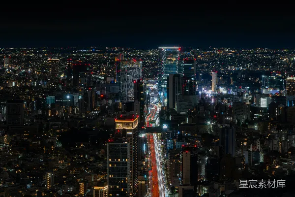 高清摄影 夜晚灯火辉煌的城市景象。