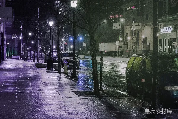 高清摄影 夜晚道路上的黑色汽车