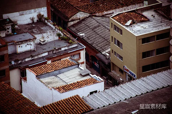 高清摄影 从上往下看屋顶和建筑物的景象